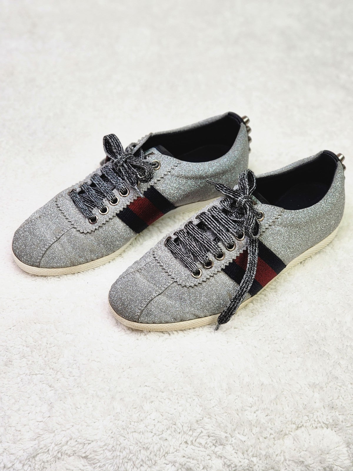 Pre-Loved Gucci Web Sneaker with Studs