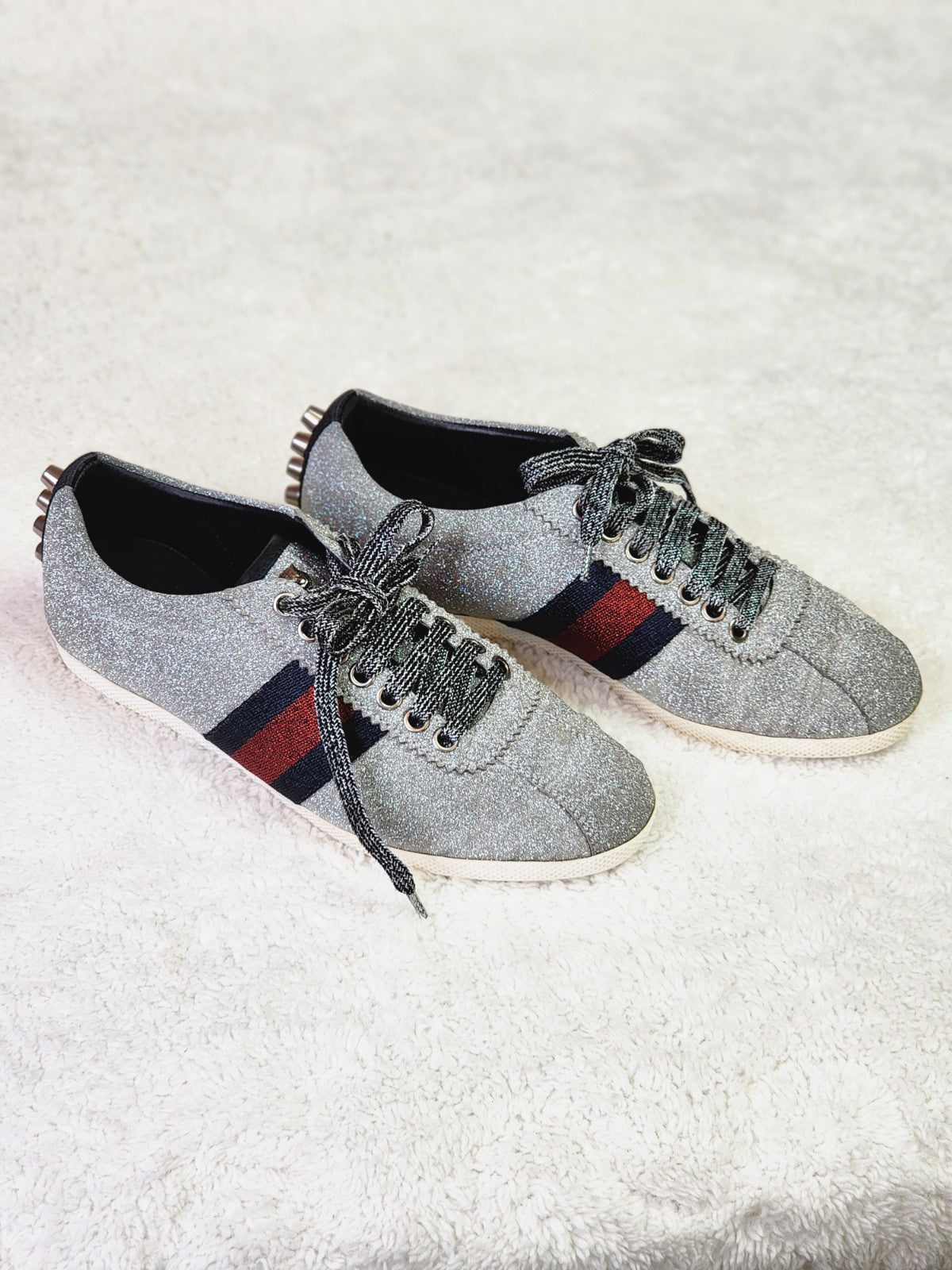 Pre-Loved Gucci Web Sneaker with Studs