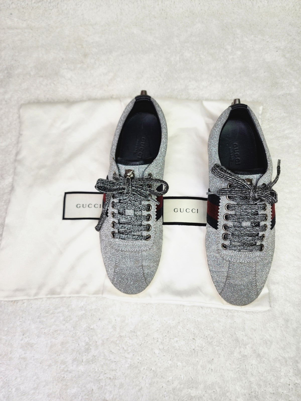 Pre-Loved Gucci Web Sneaker with Studs