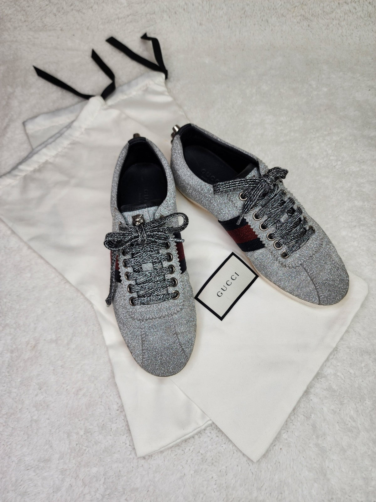 Pre-Loved Gucci Web Sneaker with Studs