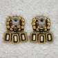 Pre-Loved Gucci Green Crystal Double G Gold-tone Clip On Earrings