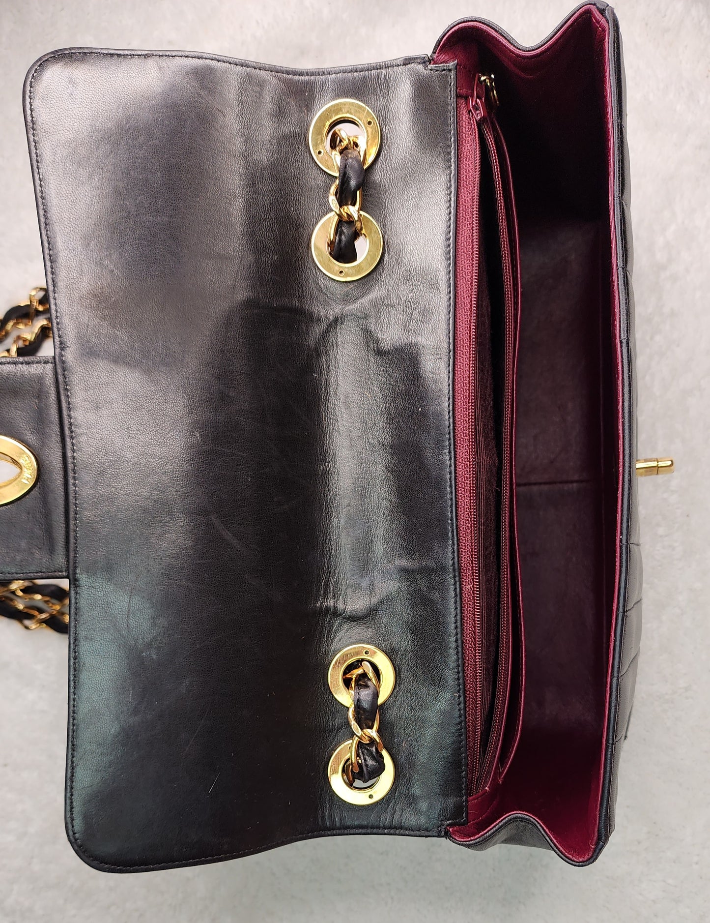 Pre-Loved Chanel Black Vertical Lambskin Flap Jumbo Bag