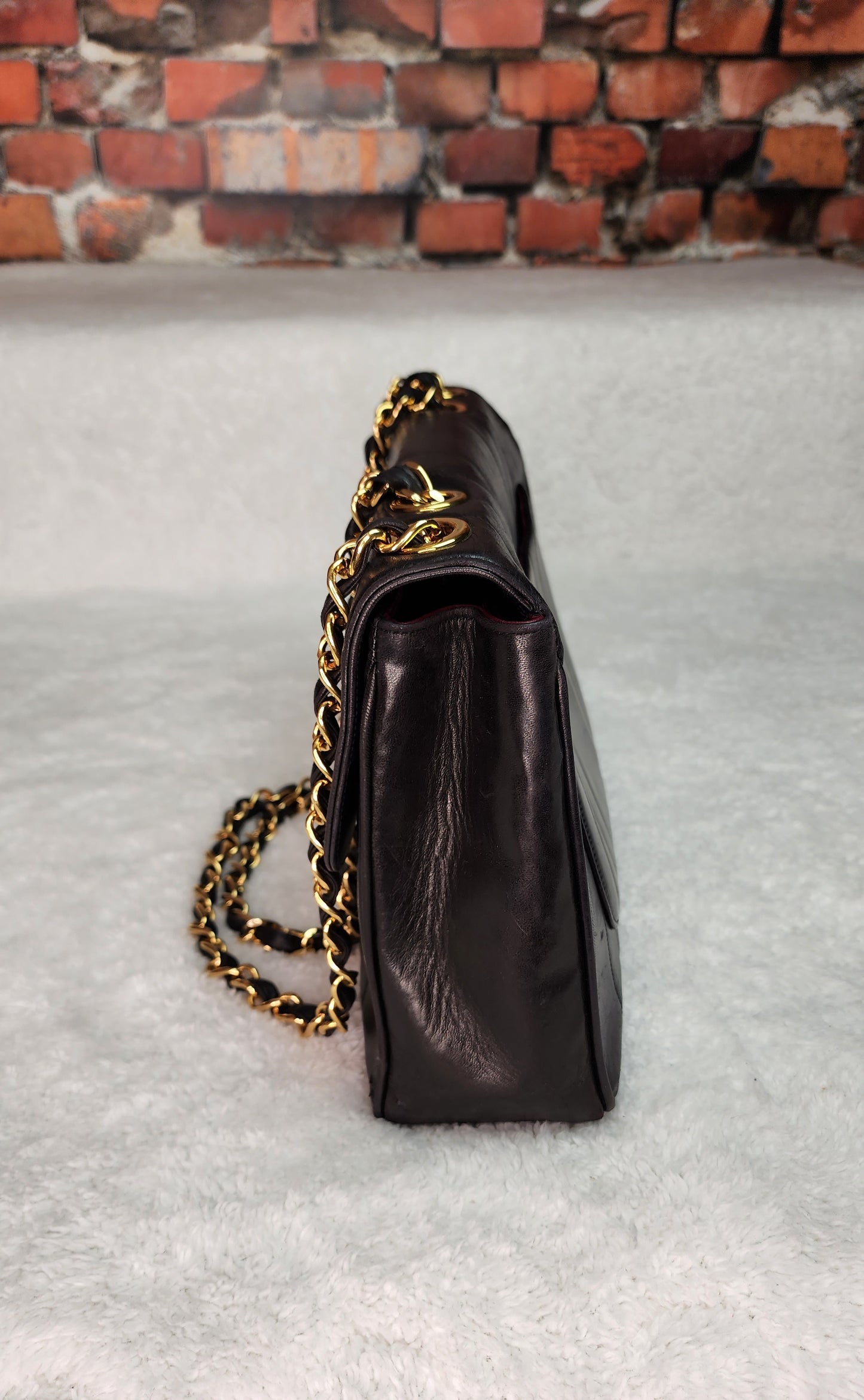 Pre-Loved Chanel Black Vertical Lambskin Flap Jumbo Bag