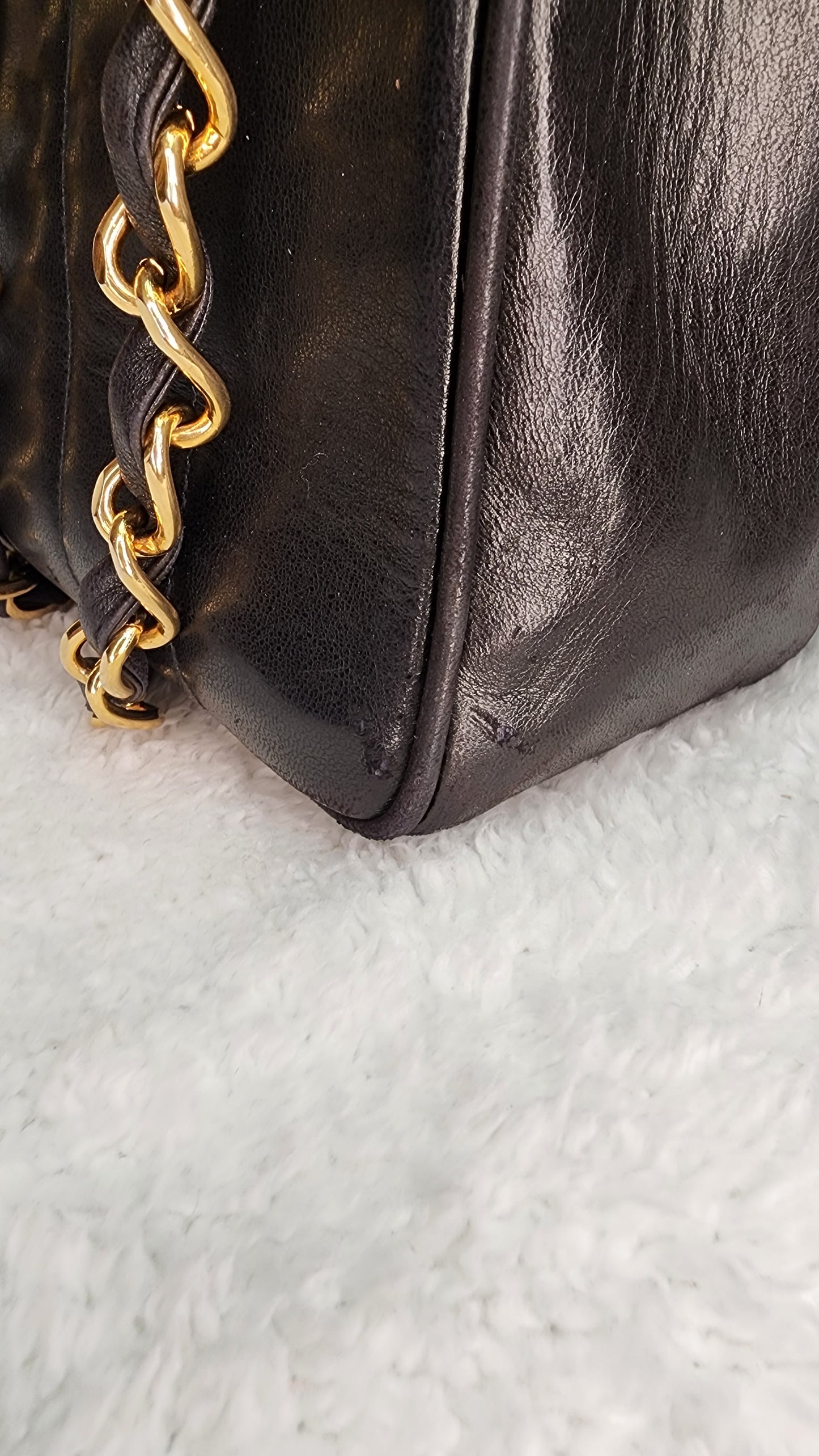 Pre-Loved Chanel Black Vertical Lambskin Flap Jumbo Bag