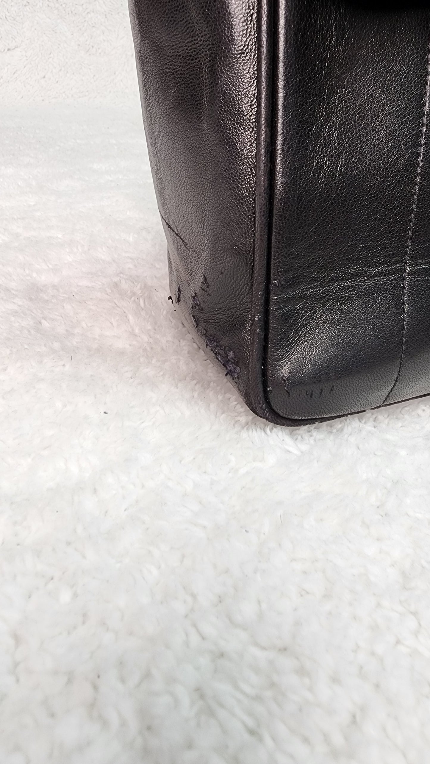 Pre-Loved Chanel Black Vertical Lambskin Flap Jumbo Bag