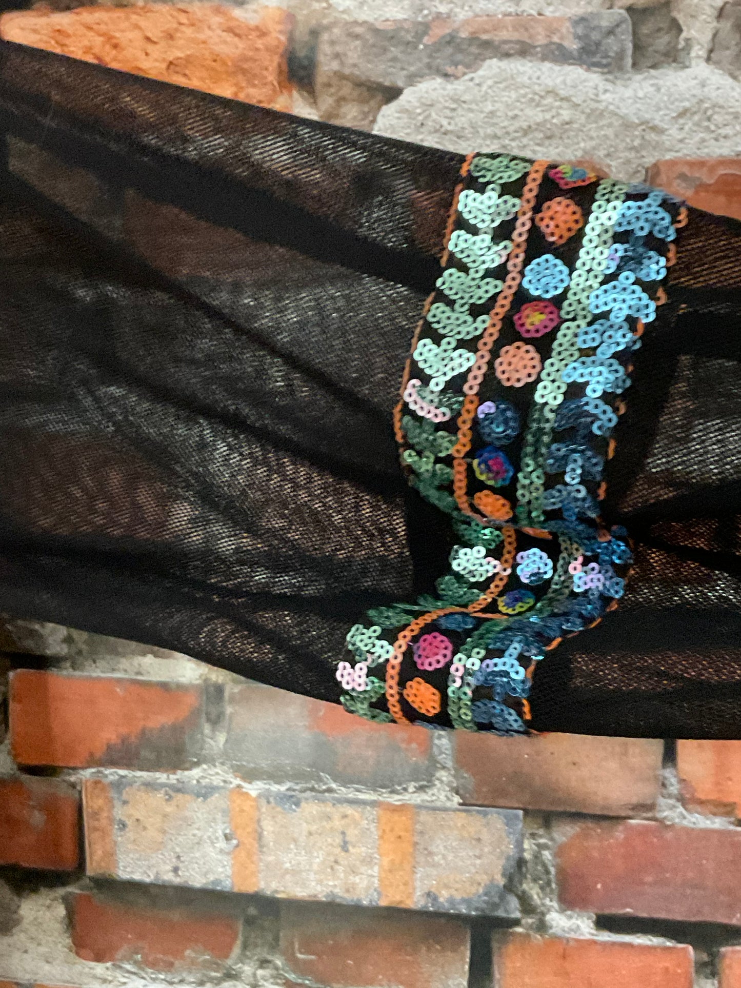 Sheer Top with Embroidery & Sequins