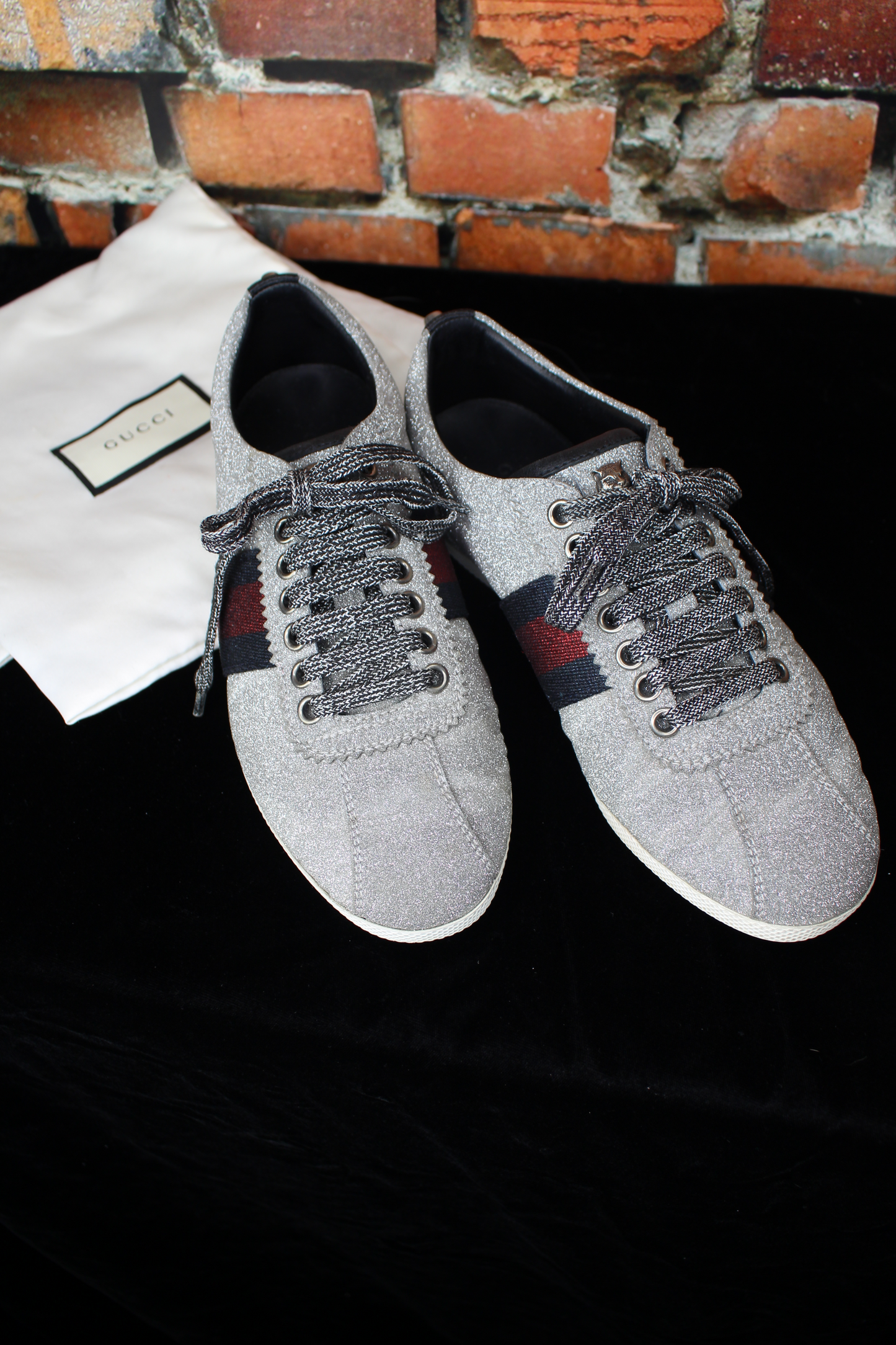 Pre-Loved Gucci Web Sneaker with Studs