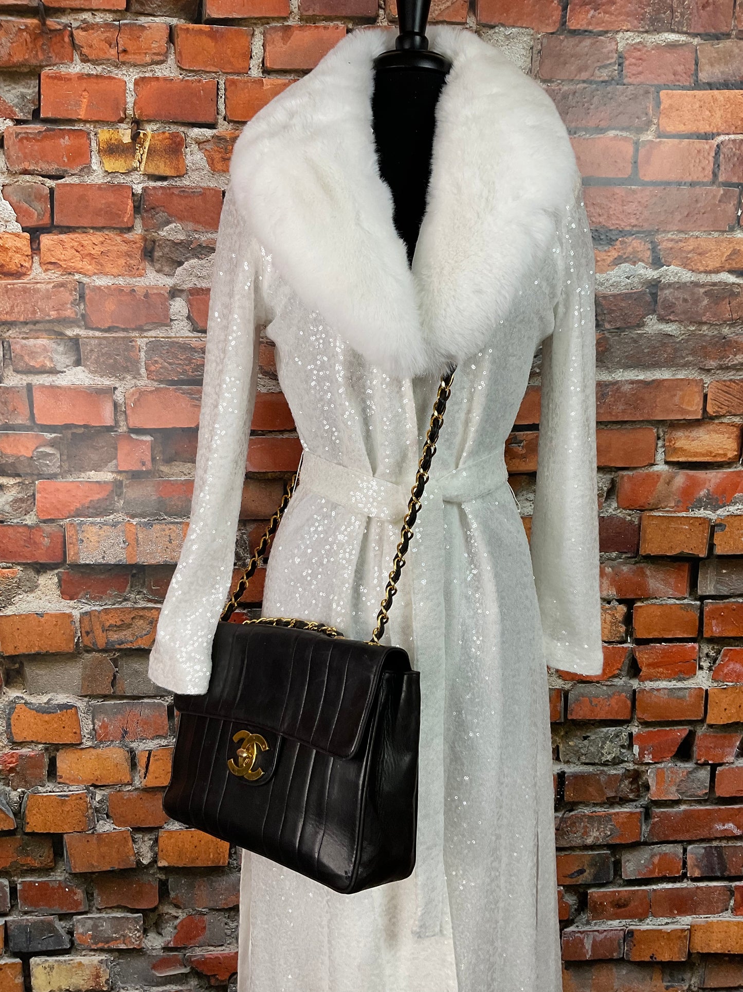 Pre-Loved Chanel Black Vertical Lambskin Flap Jumbo Bag