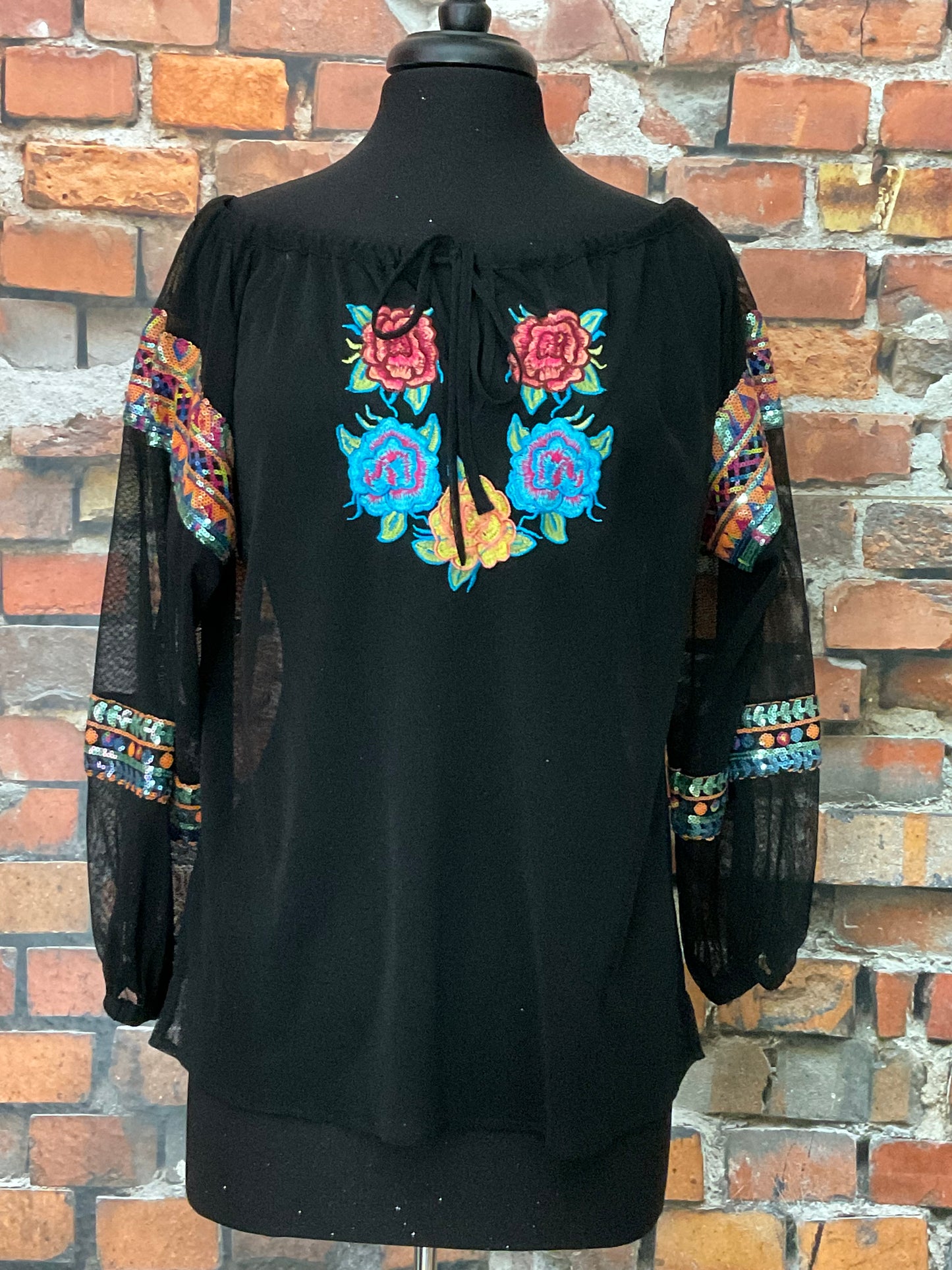 Sheer Top with Embroidery & Sequins