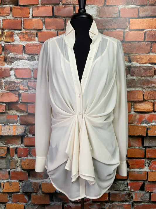 Sheer Flowing Blouse with Unique Design