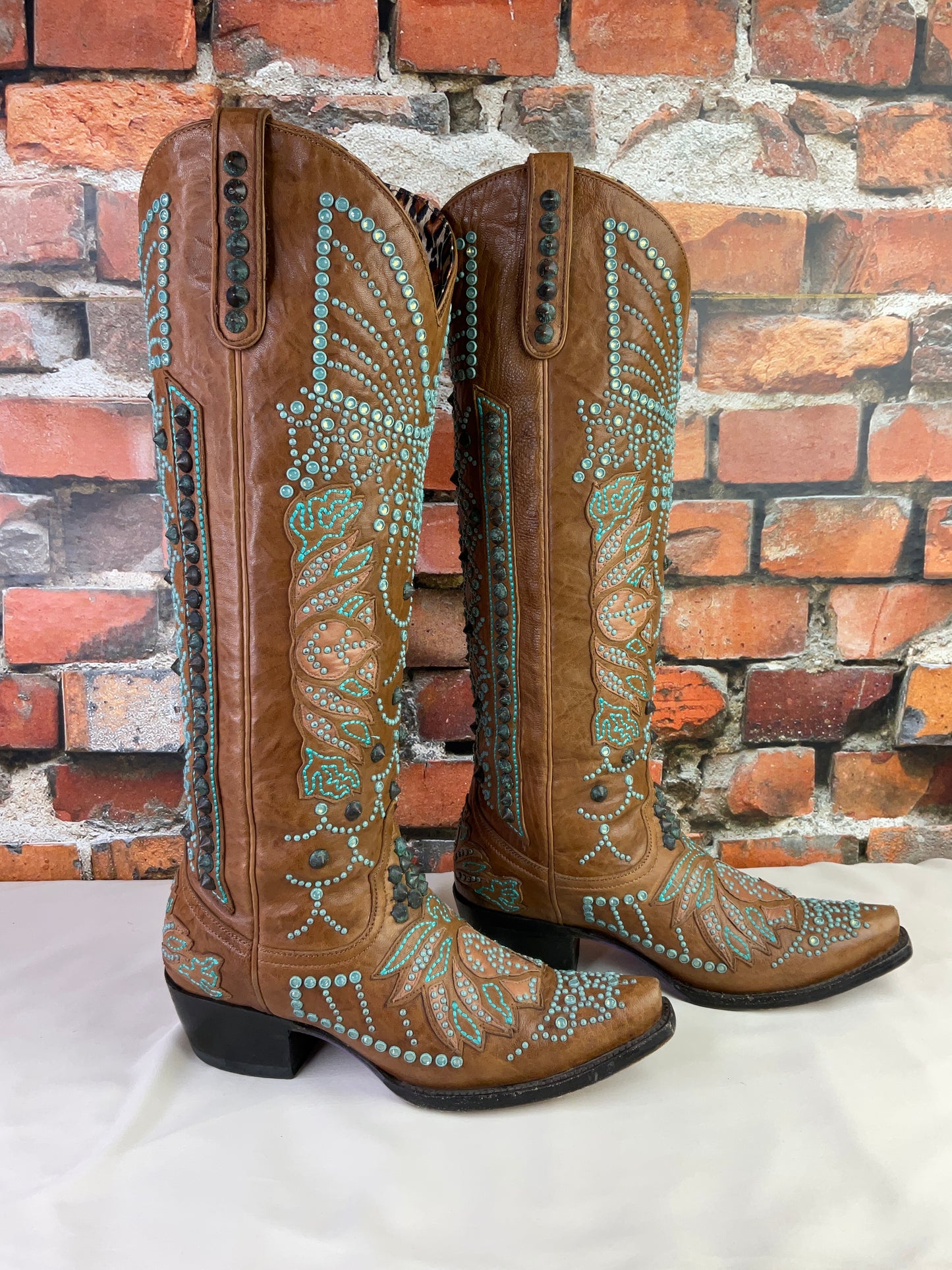 Victoria Spiked Cognac Boots