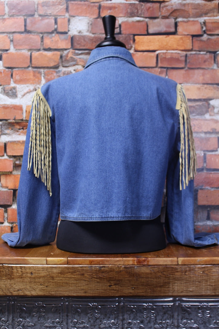 Denim Jacket with Hair Pipe Bones