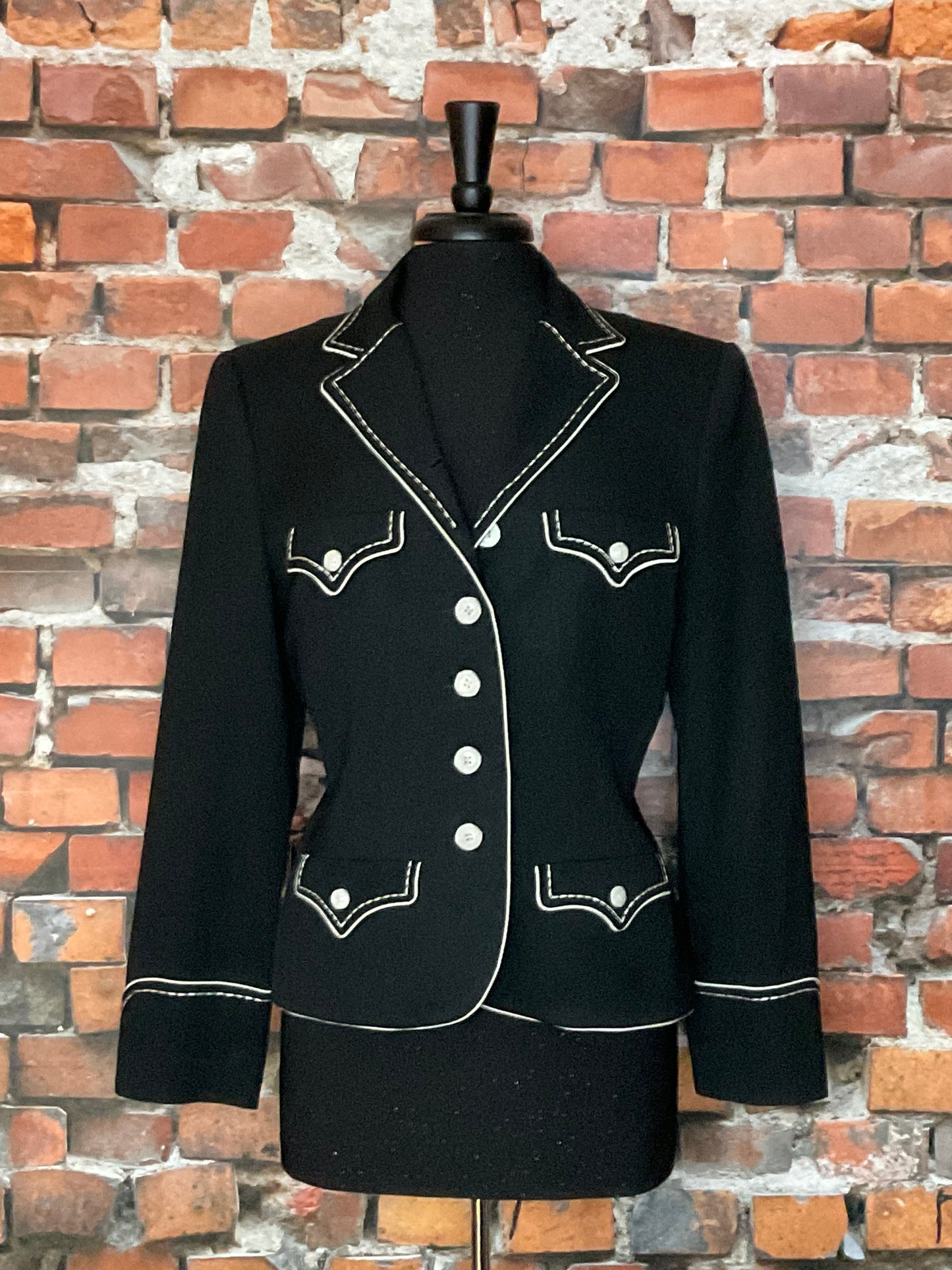 Flattering Fitted Blazer with Ivory Detail