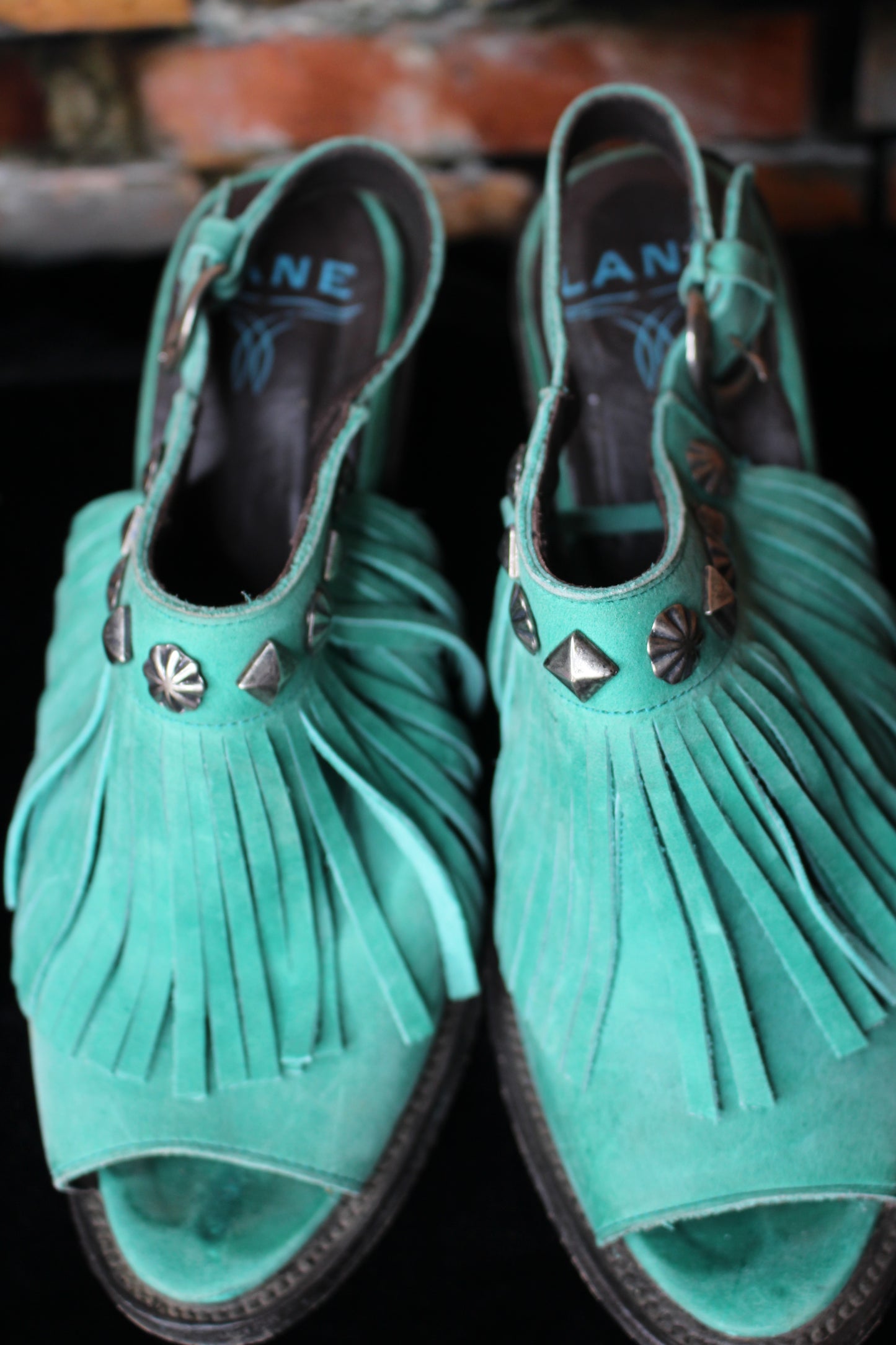 Turquoise Low Heel Sandles