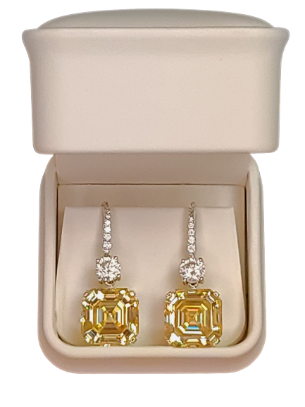 Yellow Moissanite Lab Diamond Earrings
