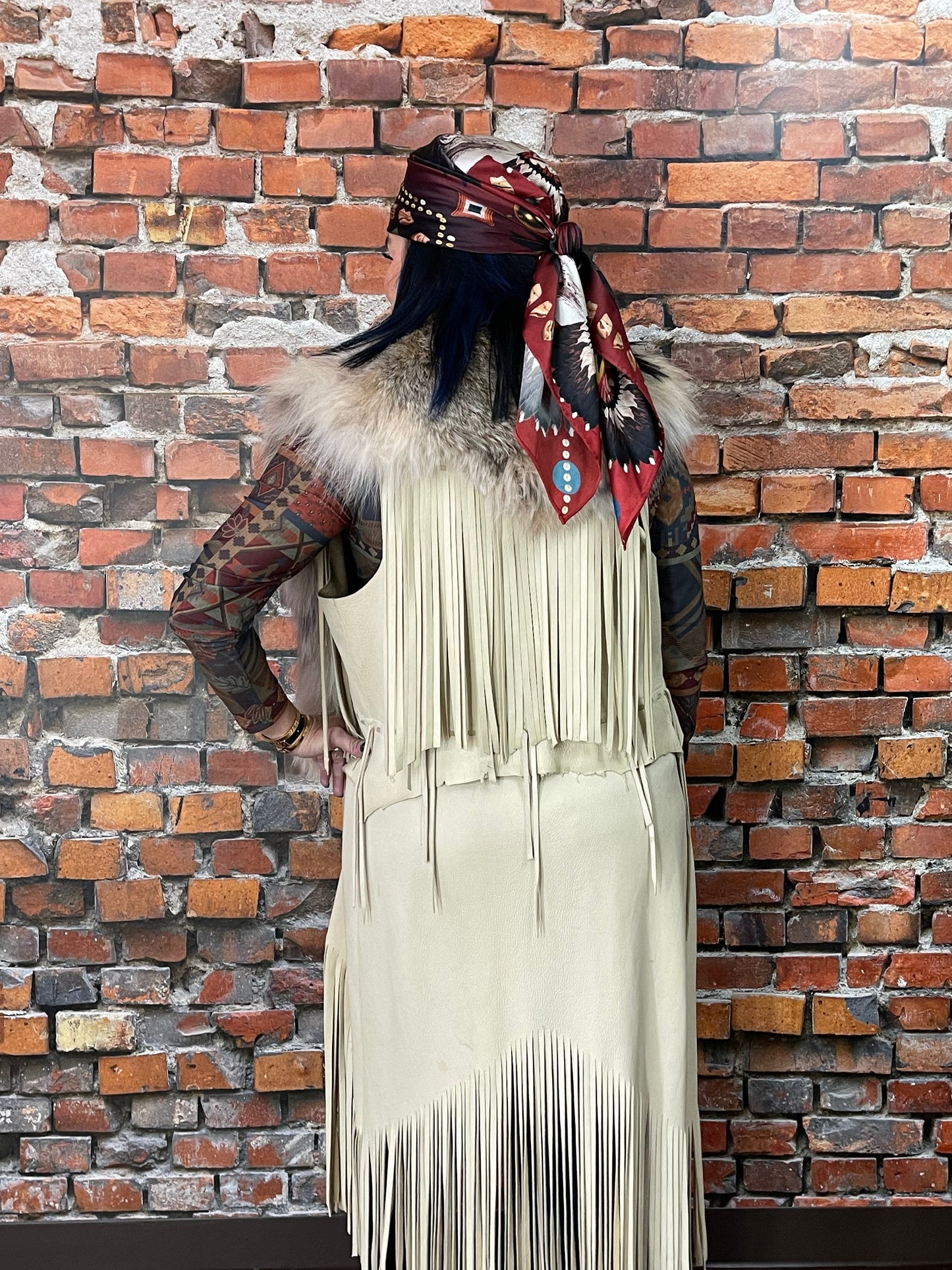 Long Leather Vest with Lynx Fur