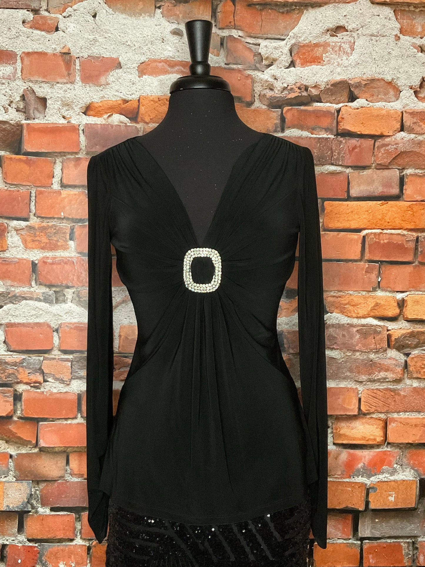 V-neck with Rhinestone Ornament