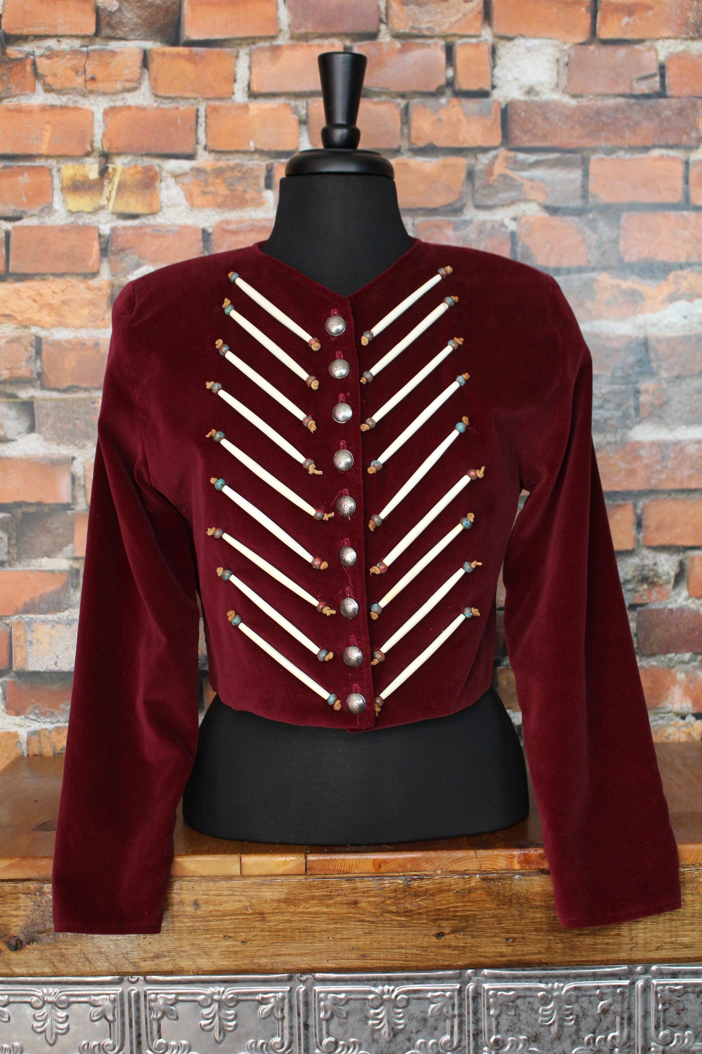 Velvet Red Hairpipe Blazer/Jacket