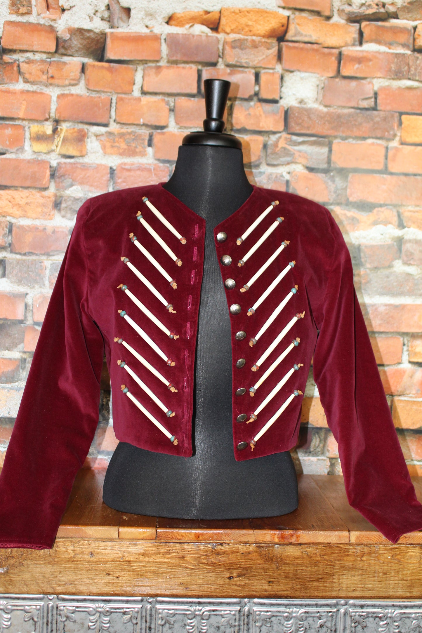 Velvet Red Hairpipe Blazer/Jacket