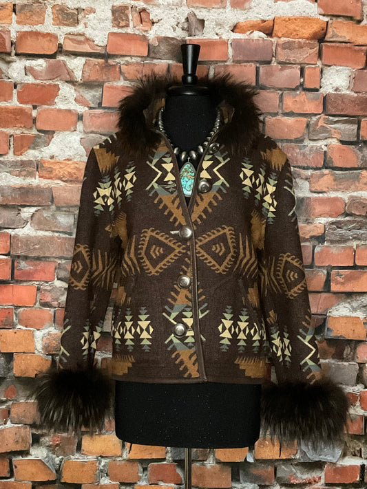 The Coffee House Coat with Raccoon Trim