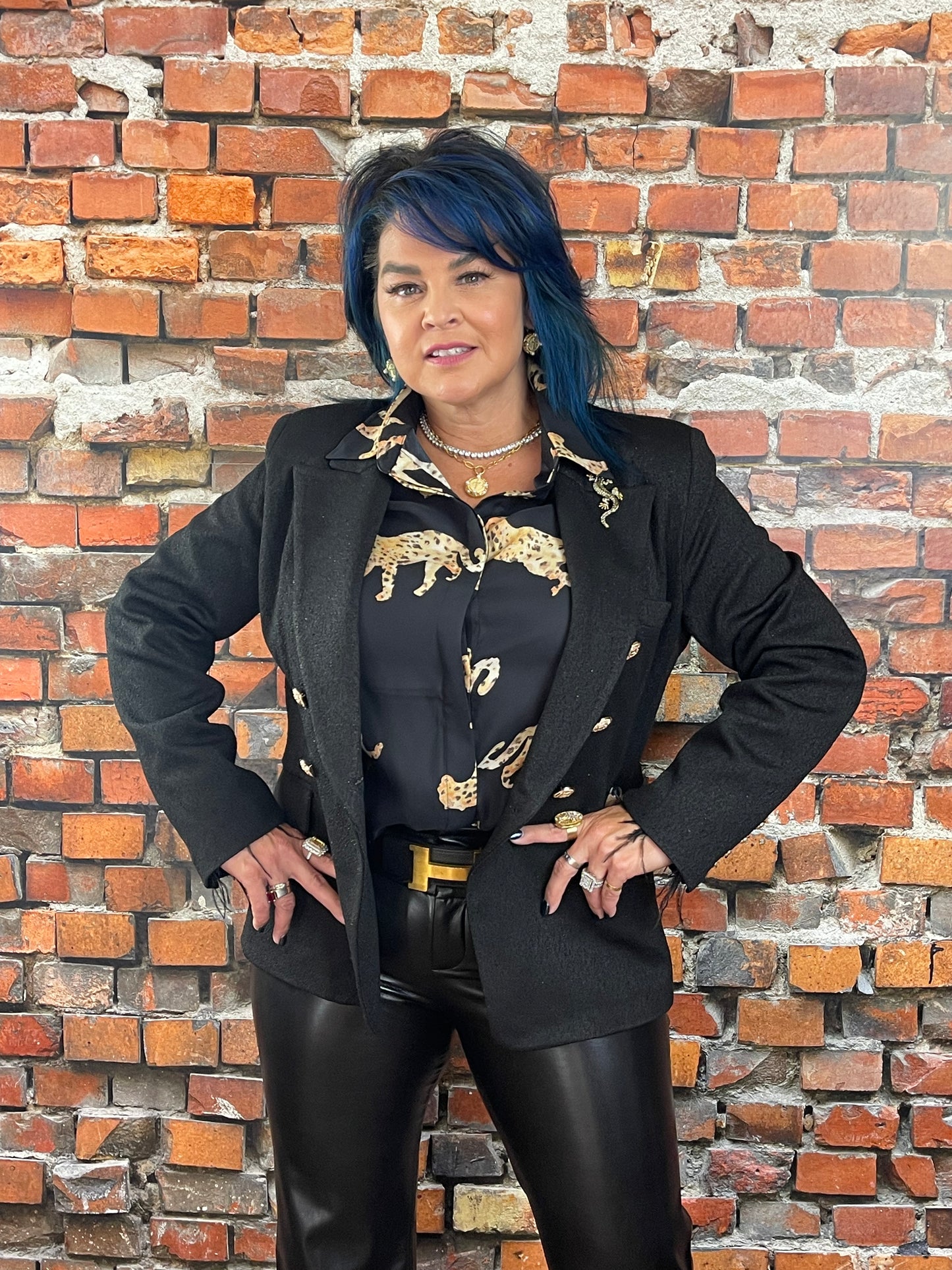 Gold Lame DB Blazer with Lizard Broach