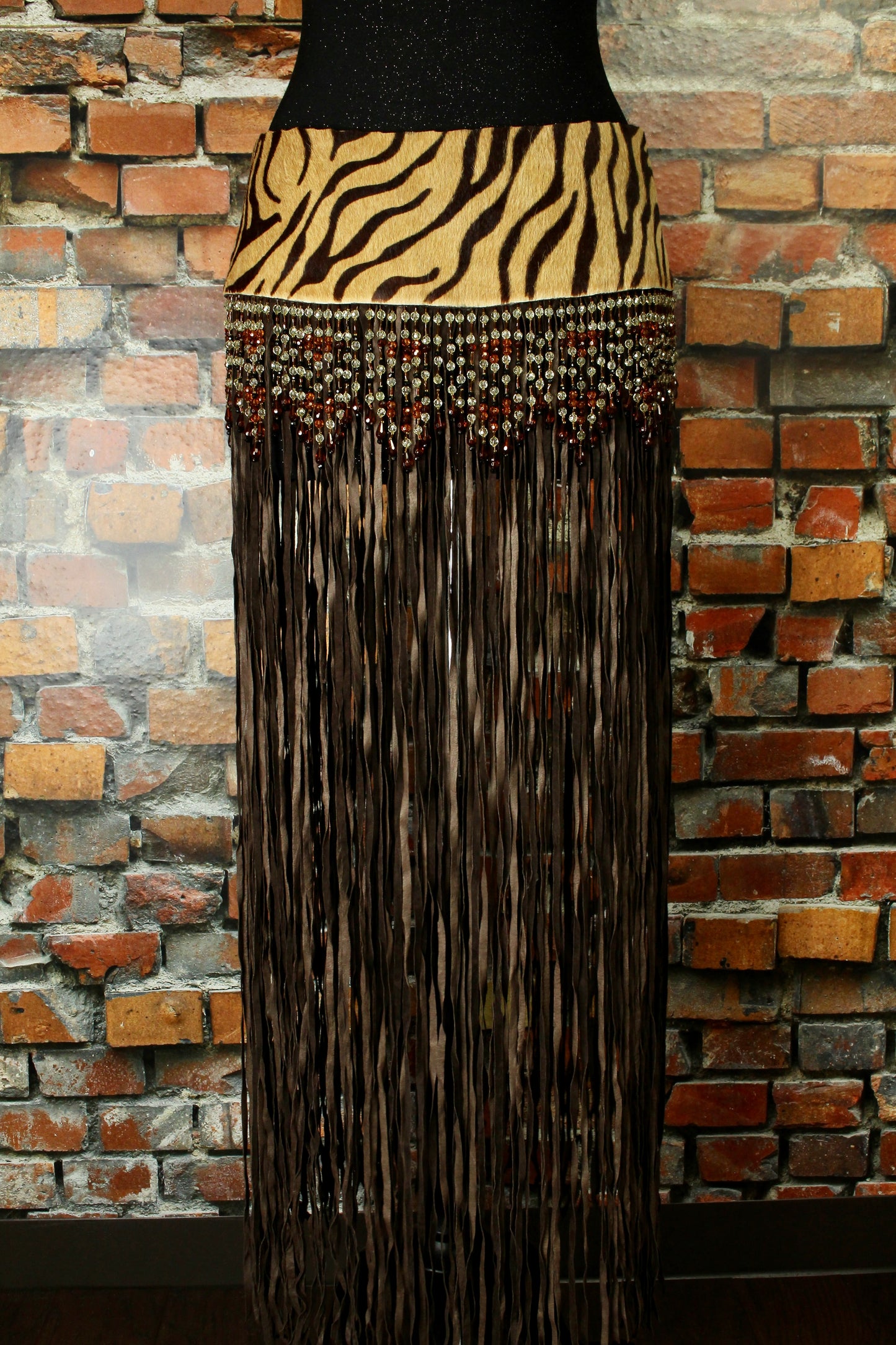 Showstopper Long Fringe Yoke Belt with Cut Beads