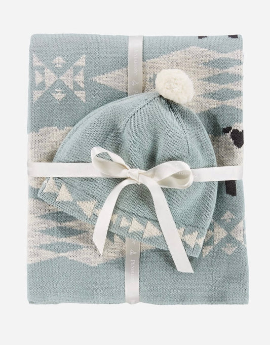 Knit Baby Blanket with Beanie