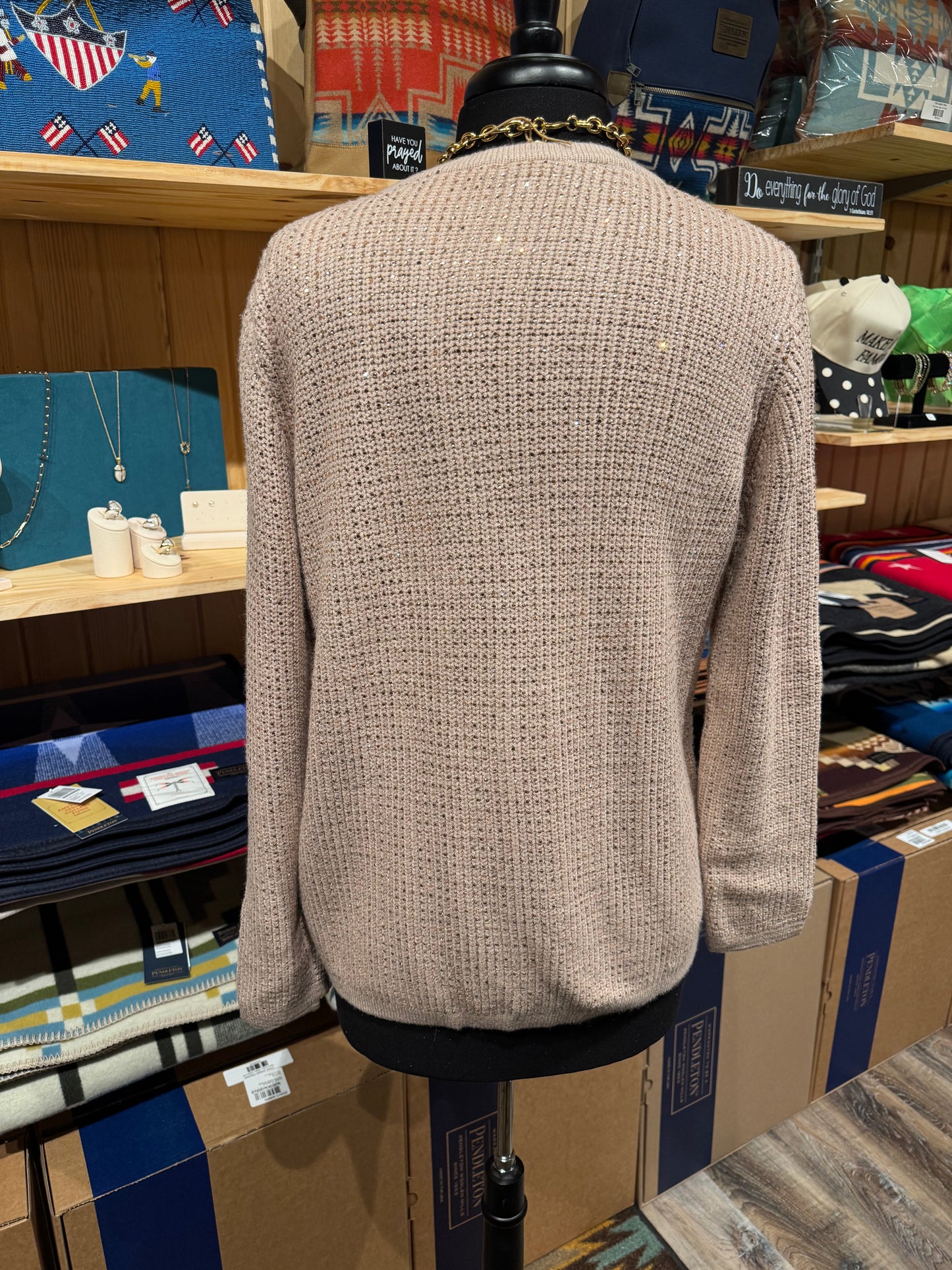 Sparkly Stone All Over Button Down Cardi Sweater