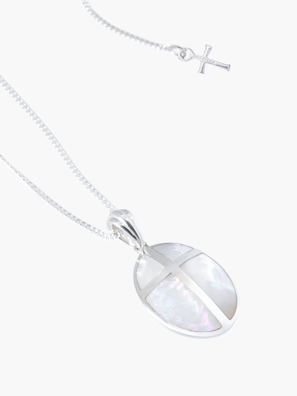 Mother of Pearl Cross Pendant Necklace