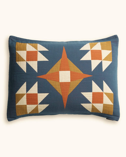 Quilted Star Cotton Matelasses Indigo Sham