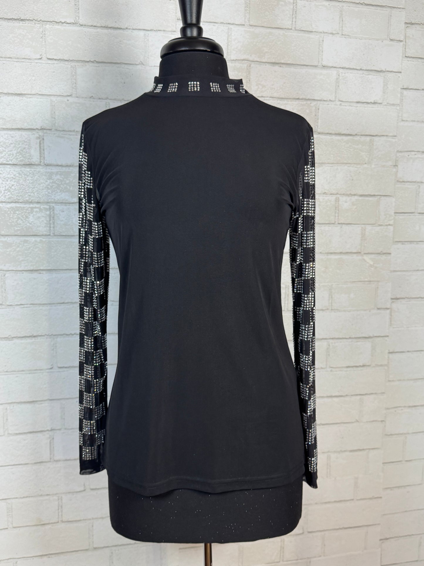 Checked in Black Mesh Top