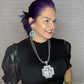 Double Pearl Beads with Metal Cross Necklace