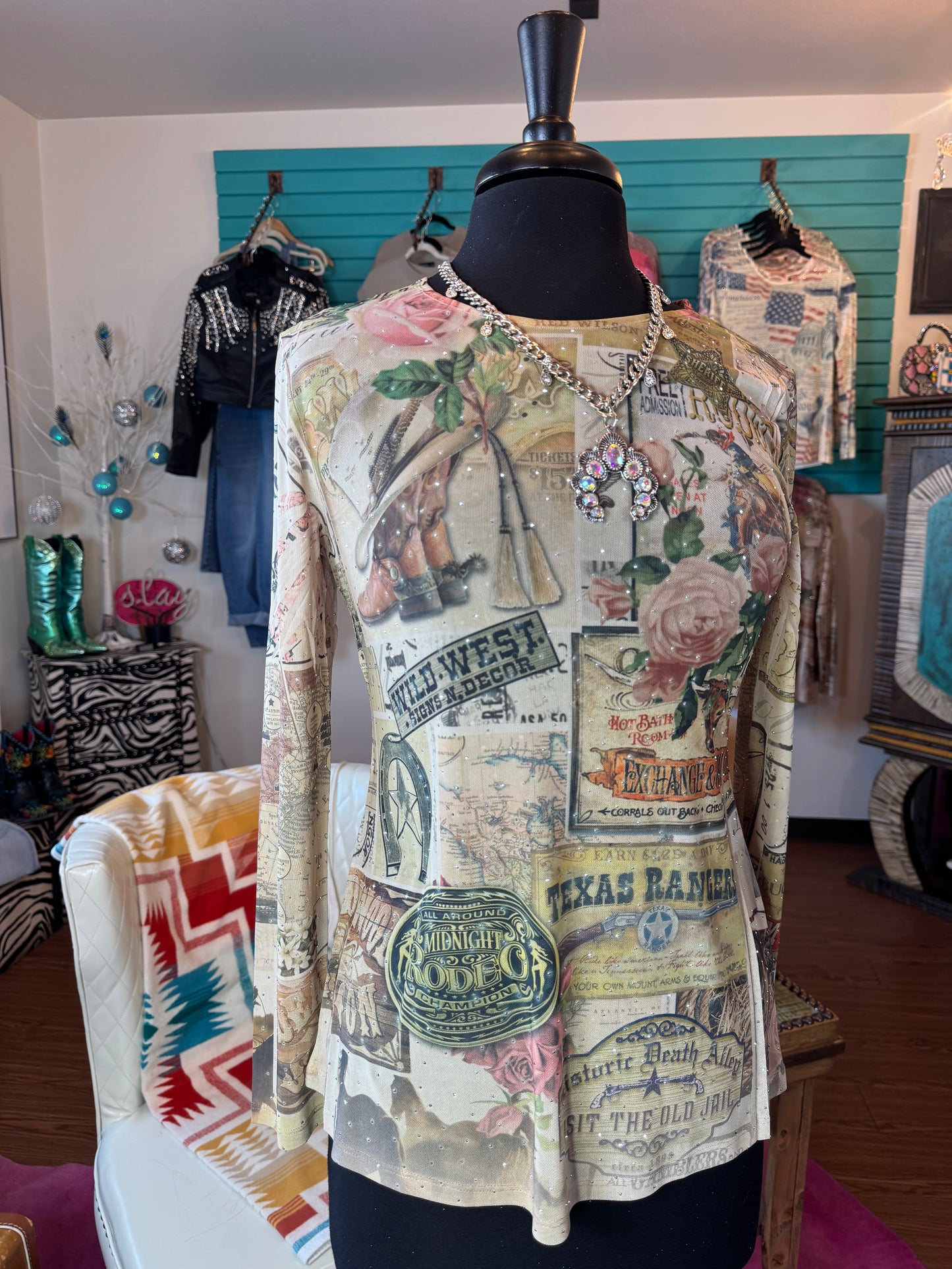 Vintage Western Mesh Top