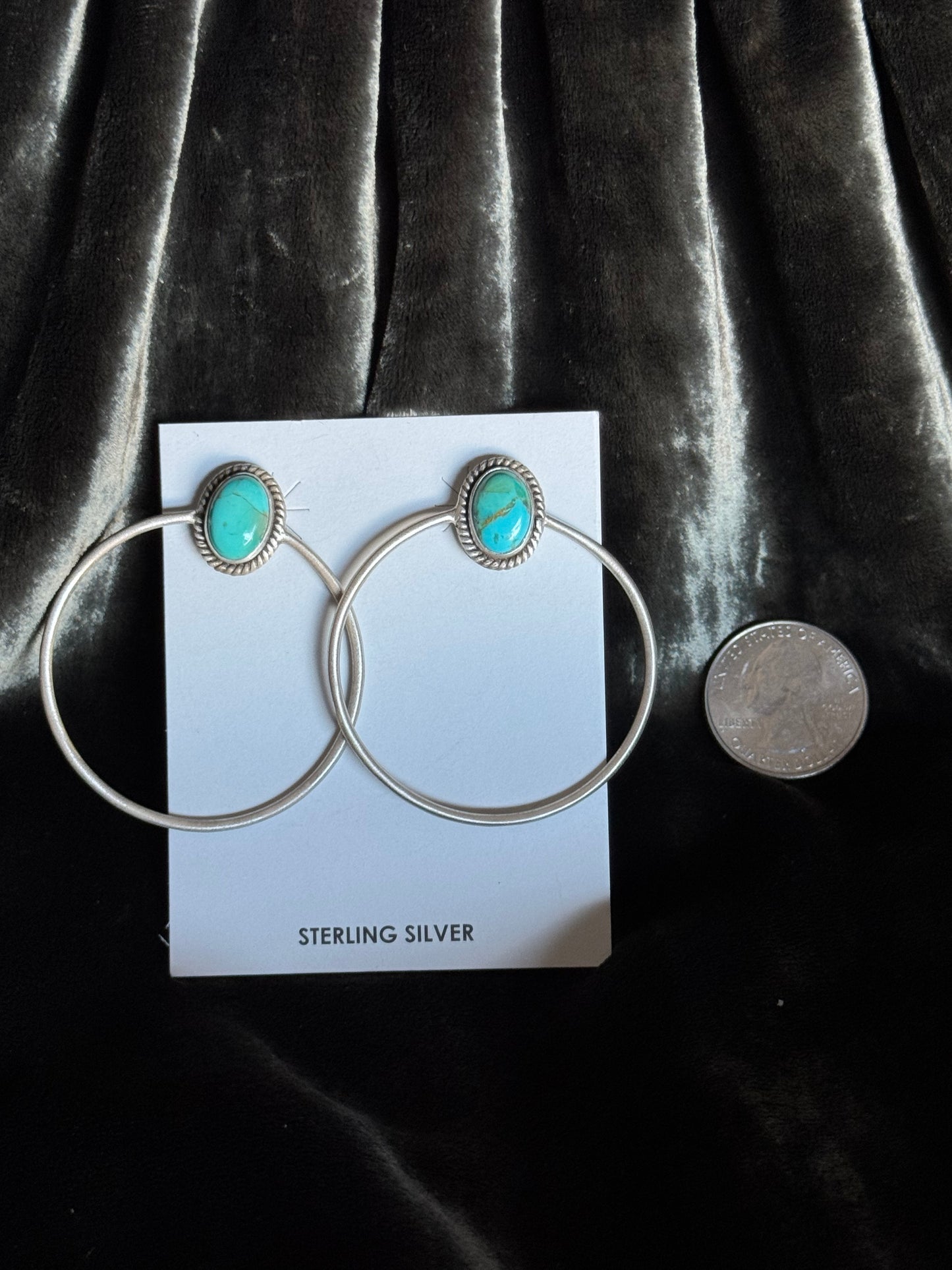 Sterling Silver Turquoise Hoop Earrings