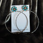 Sterling Silver Turquoise Flower Hoops
