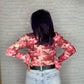 Pink Floral Mesh Top