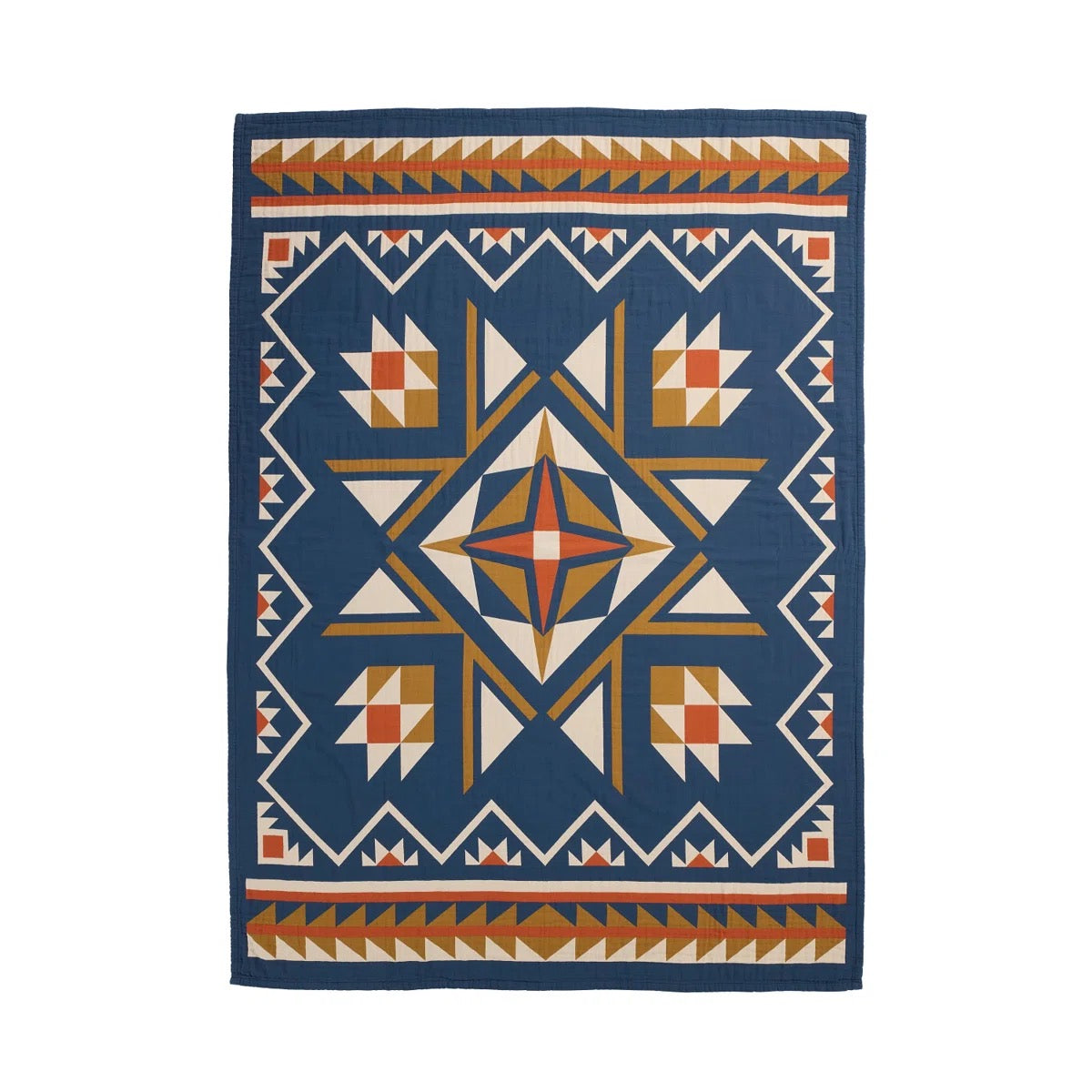 Quilted Star Cotton Matelasse Indigo King Size