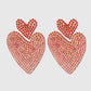 Red & Pink Double Drop Heart Crystal Earrings