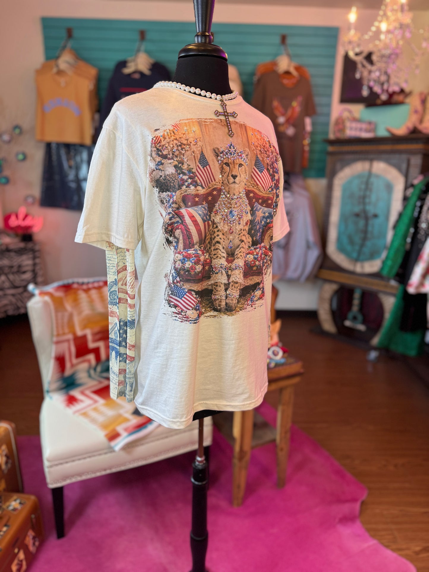 Patriotic Cheetah Tee w/Sparkles