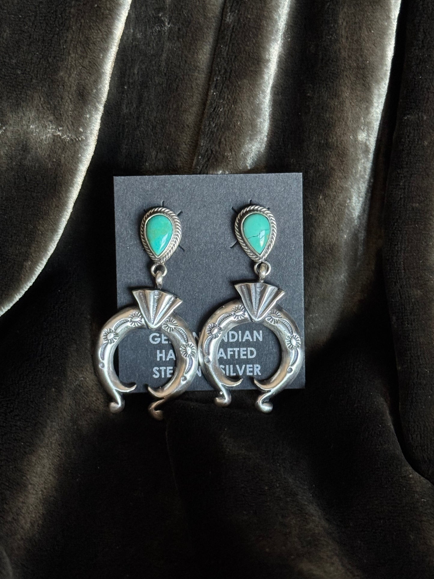 Sterling Silver Turquoise Post Naja Earrings