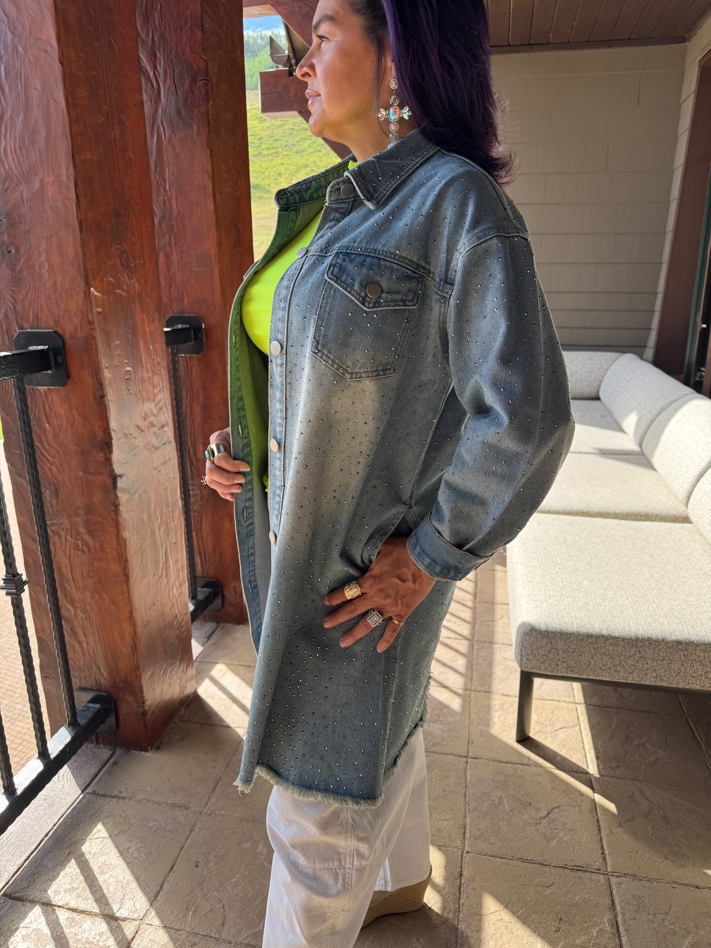 Long Denim Sparkly Jacket