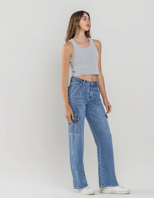 High Rise Cargo Jeans
