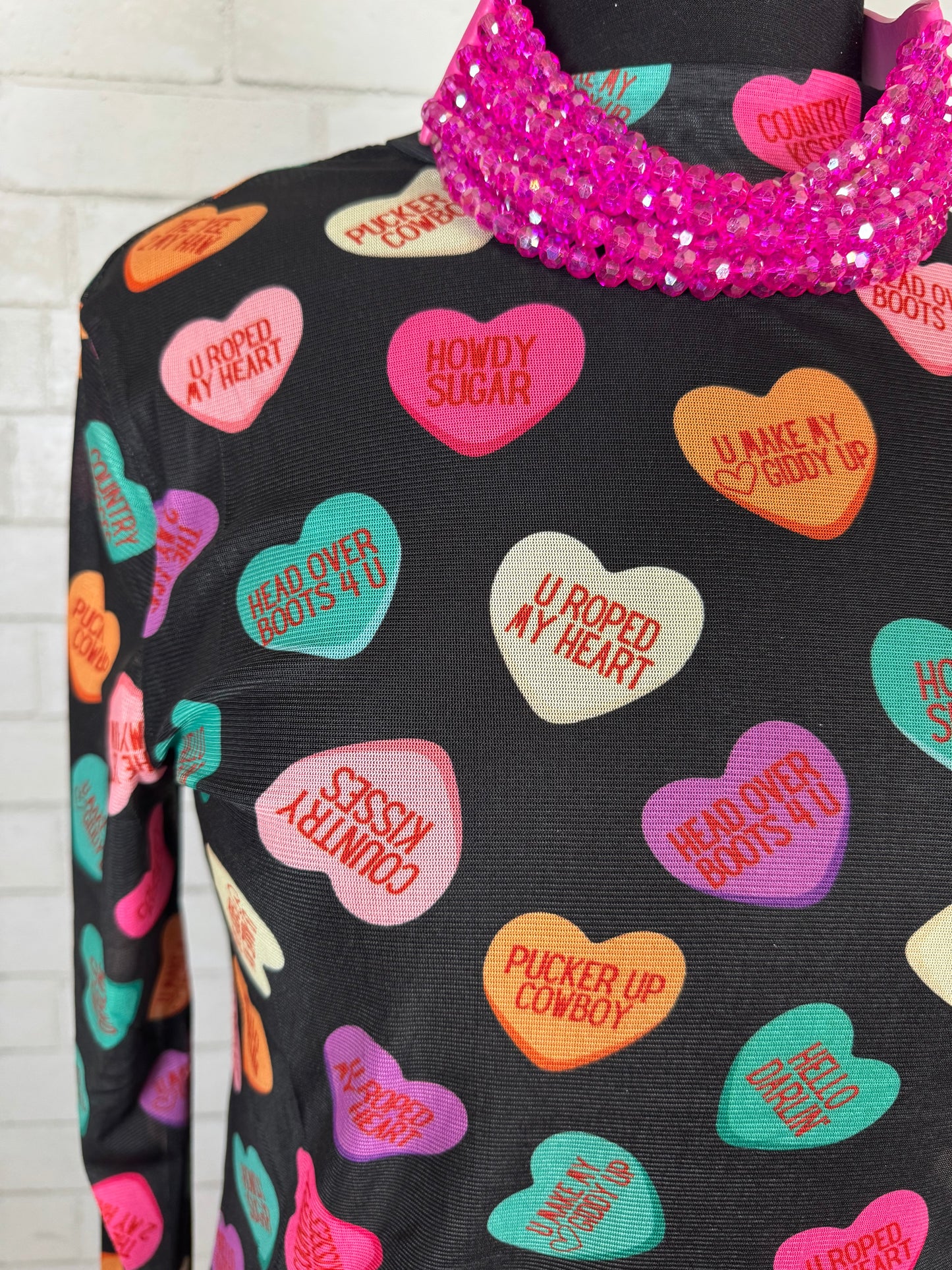 Cowboy Valentine Mesh Top