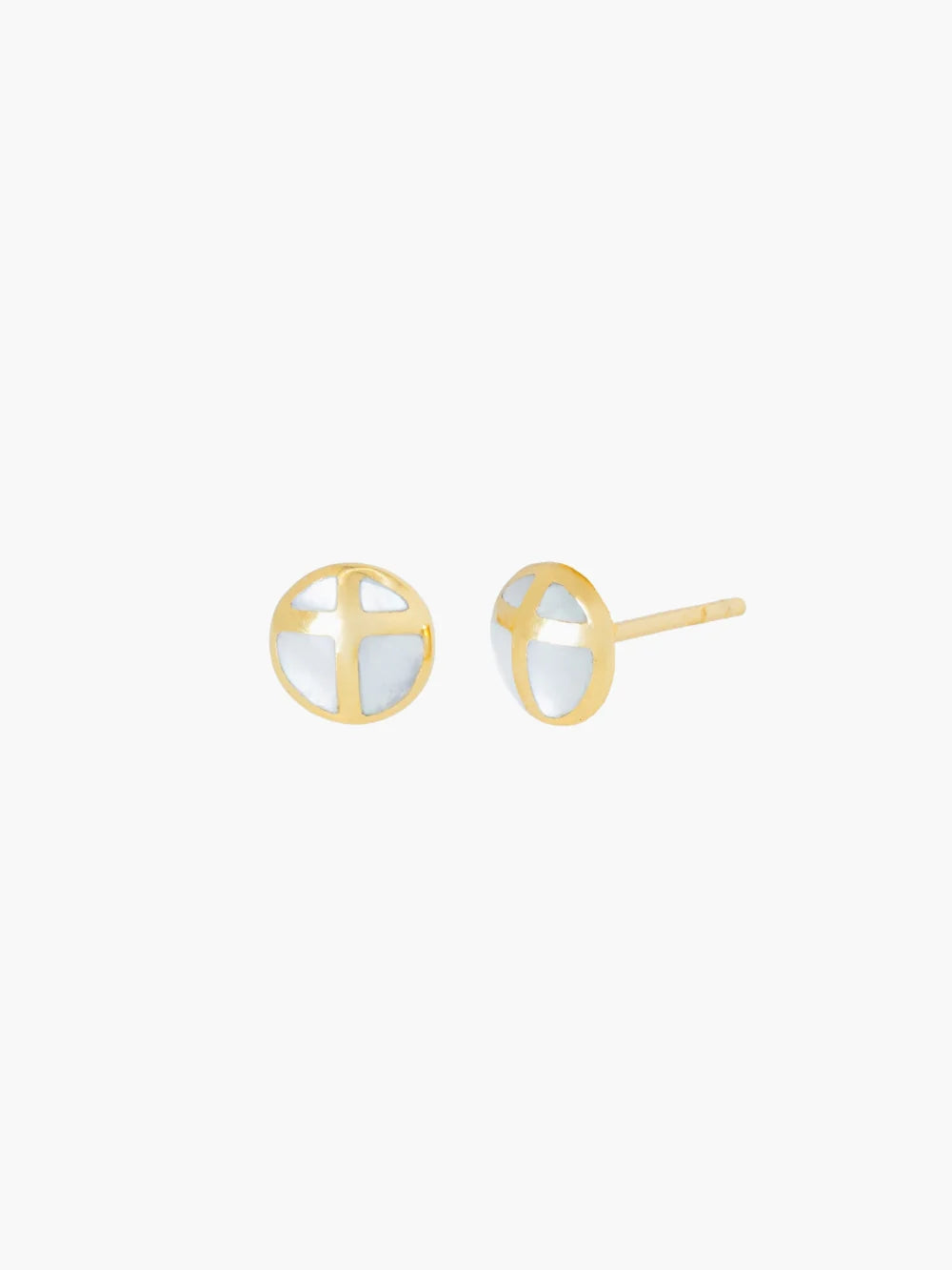 Mother of Pearl Cross Dome Stud Earrings