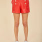Faux Leather High-Waisted Button Shorts