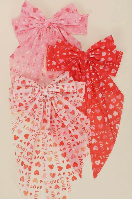 Valentines Day Bow Barrette Hair Clip