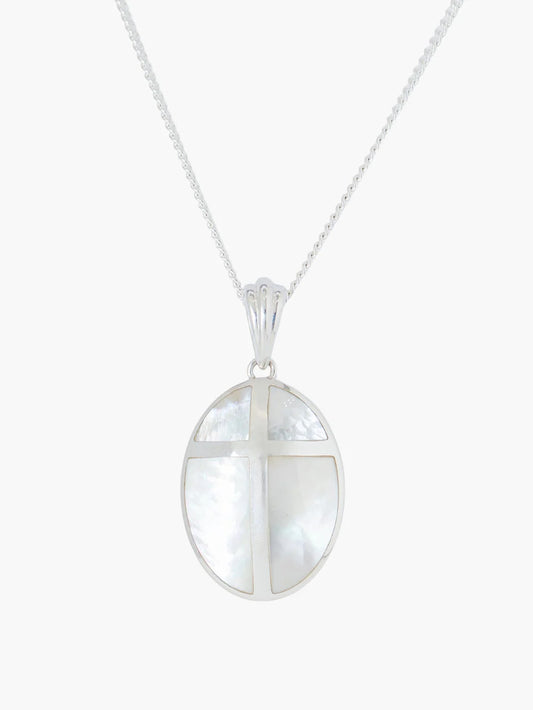 Mother of Pearl Cross Pendant Necklace