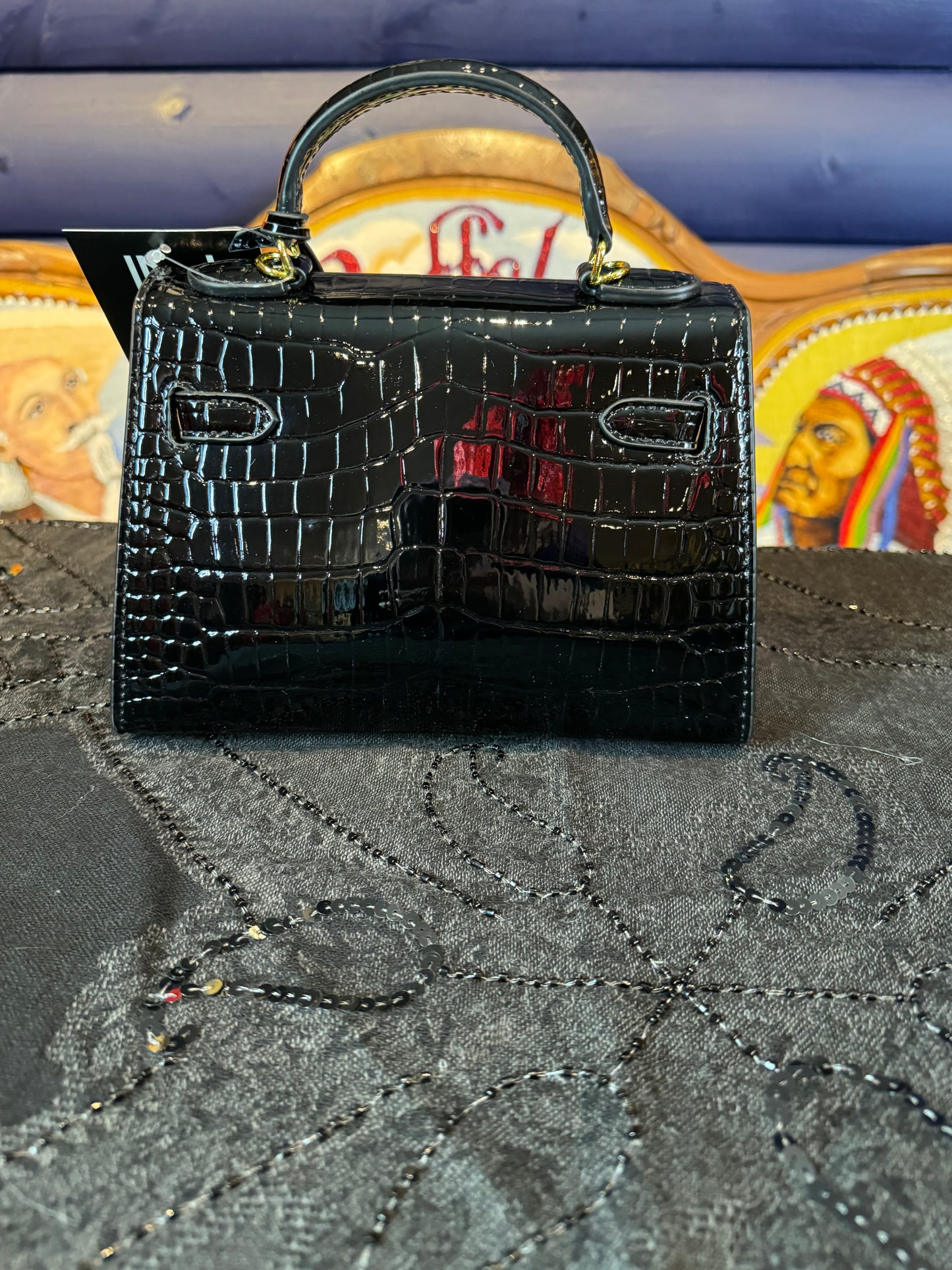Black Patent Leather Handbag