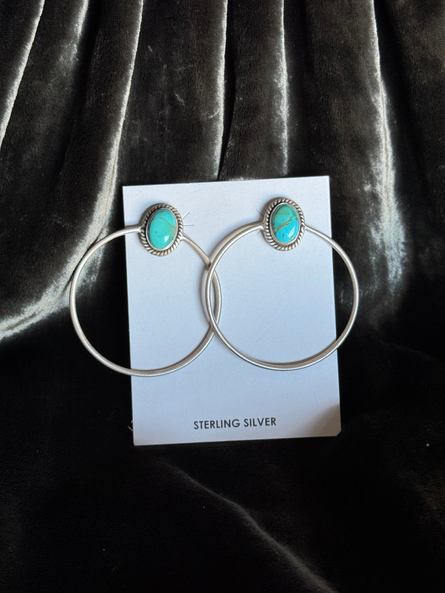 Sterling Silver Turquoise Hoop Earrings