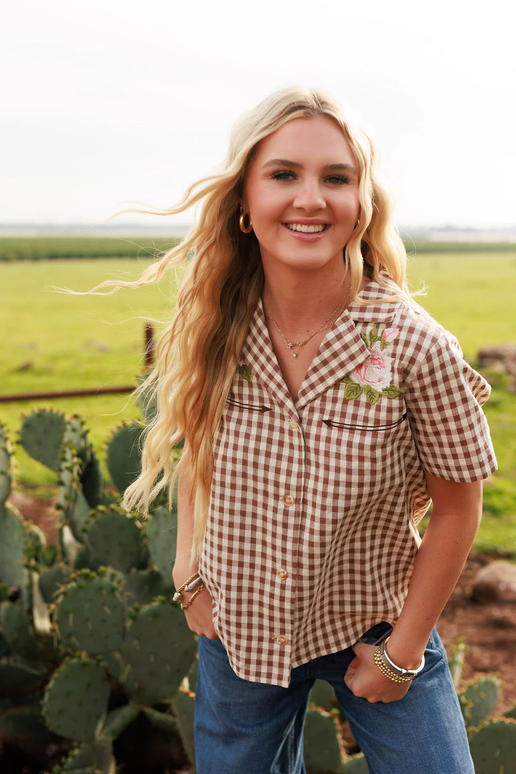 Western Gingham Blouse